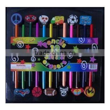 16 pc funky penci lwith eraser at top