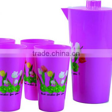 top quality lable in mould plastic 2L jug with 4 cups drinking set