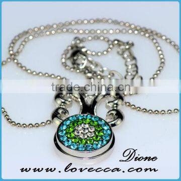 Antique long ball necklance custom women charm pendant necklace crystal fashion jewelry