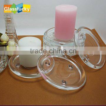 wholesale various colored low profile glass stand for candle stone