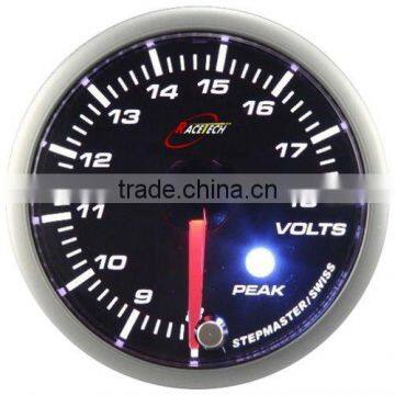 52mm Smoke Lens/ Super White & Amber LED Volt Gauge With Warning & Peak Recall