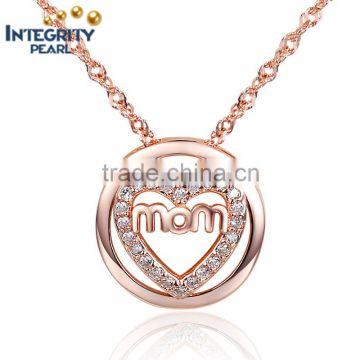 Mom mother's day gift Solid 925 Sterling Silver Heart Pendant Necklace Created rose gold pendant