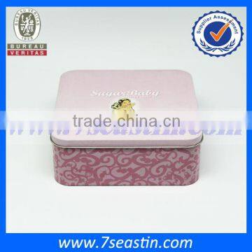 Square food grade big size candy metal tin box , custom biscuit / cracker / cookies case