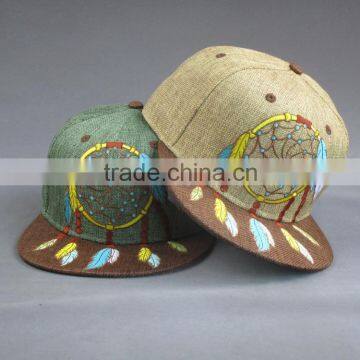 Customer High Quality 6- Panel Linen Snapback Hat With Flat Embroidered Patch photo-2
