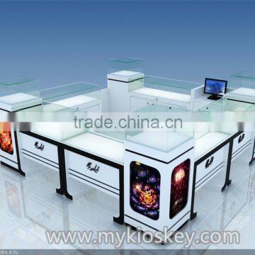 Easy assemble jewelry kiosk, mall jewelry kiosk design, jewelry shop necklace display showcase for sale