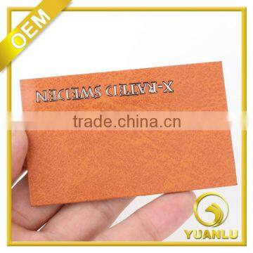 {CUSTOM!!} Wholesale High Quality Laminated PU Leather Labels Metal LOGO Clothing Labels For Jeans