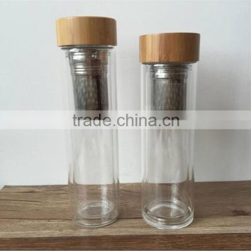 Have Stock Custom bpa free glass tea bottle infuser/glass filter drink water bottle/Infuser glass water bottle with tea strainer