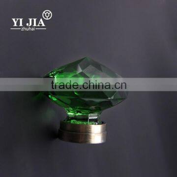 2 1/9 Inch Vintage Solid Brass Base Forest Green Glass Knobs for Cabinets photo-3