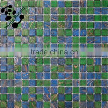 SMH03 Green mixed blue mosaic Anti-Slip bathroom kitchen mosaic tiles Gold line glass mosaic