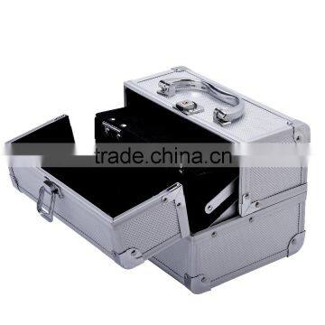 Soozier Professional Mirrored Makeup Artist Cosmetic Travel Mini Case With Pull-Out Trays - Silver photo-3