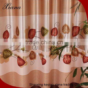 Chinese-style 100% polyester ,leaf print blackout curtain fabric material