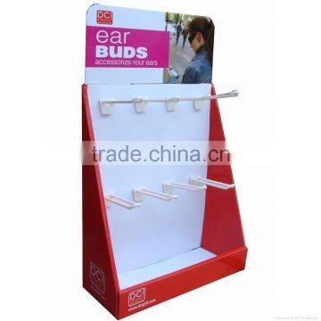 retail,customized, ear phone pop carboard floor stand with hooks