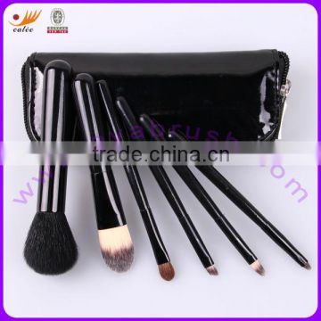 6pcs Classic Black Mini Gift Cosmetic Brush Set with Zip Pouch