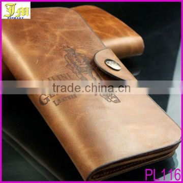 New Fashion Casual High Quality Genuine Leather Men Long Billfold Wallets Vintage Top Brand Male Purse Hasp