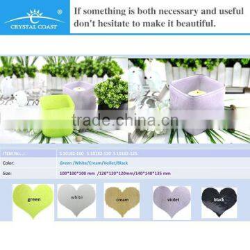 Hand Blown Small Stained 100 Glass Square Vase photo-2