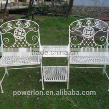 Outdoor Folding Metal Garden Bench With Table