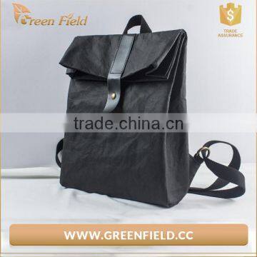 Black Kraft Paper School Bag Backpack, Washable Paper Bag for Men