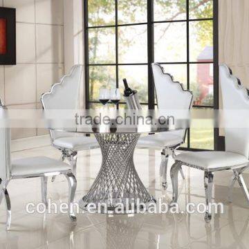 2016 Hot Sale Stylish Design Marble Top Dining Table and Chairs/stainless Steel Furniture Dining Table Set for Restaurant