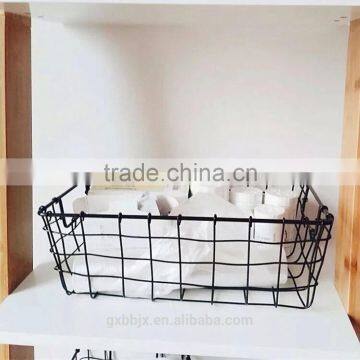 Black Metal Wire Storage Basket With Open Design photo-2
