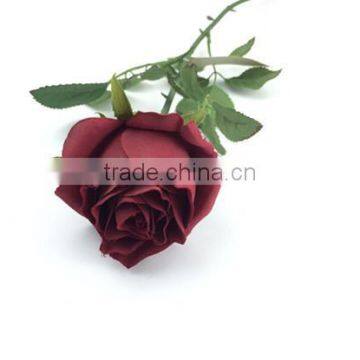 SJ442BZY Red Artificial Single Rose Flower,fake Fabric Flowers for Sale photo-4
