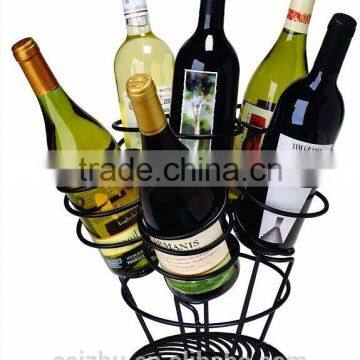 Wholesale 6 bottle shape round metal wine holder