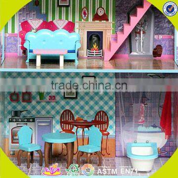 Wholesale Beautiful Kids Wooden Dollhouse Toy , Lovely Kids Wooden Dollhouse Toy, Popular Kids Wooden Dollhouse Toy W06A102 photo-5