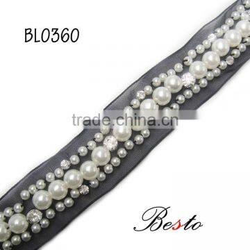 Wholesale handmade lady lace bead trim with rhinestone