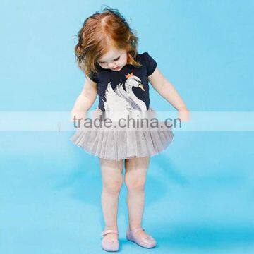 100% Cotton Seercusker Baby Girl Romper Swan Printing Baby Lovely Jumpsuit photo-2