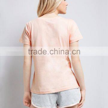 Wholesale Pink Nightwear Pyjamas Set Gold Foil Print 100% Cotton Sleepwear Set Shorts With Piping photo-3