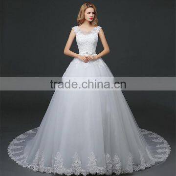 Women Sexy Strapless See-through Hollow Back Beaded Lace Appliqued Wedding Dress Back Straps Crossover photo-3