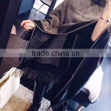 2017 China Style Female Scarf Gray and Black Color Long Style 180*120cm Women Muffler With Tassels photo-4