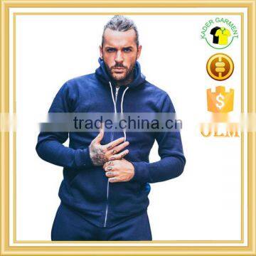 100% Cotton Navy Tracksuit Top Plain Fitness Hoodie Zipper Gym Hoodie photo-2