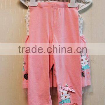 Lovely Design Baby Girl Dress Set Printed Knitted Cap Sleeve 2 Pcs Clothing Set TP-7959 photo-3