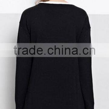 Best Price Two Colour Batwing Sleeve Woolen Sweater Design for Ladies photo-3