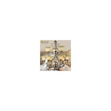 Silver 9 Light Wrought Iron Modern Metal Chandelier Light with E27 Incandescent / LED Blub