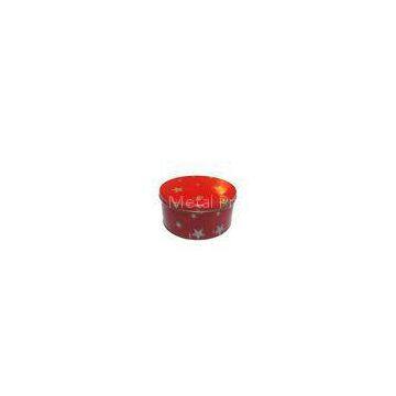 Cylindroid Popcorn Tin Cookie Containers With Red Cover / Lid