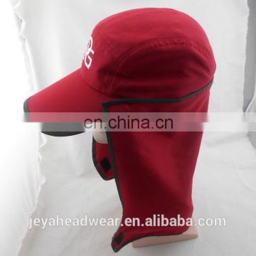 Outdoor solid color red sports caps Custom microfiber flap around sports caps for hiking hunting