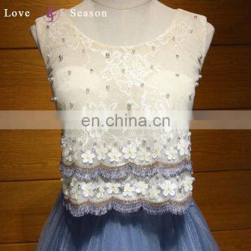 A17EL0006 Two Piece Sexy White and Navy Blue Skirt Short Leisure Keyhole Back Prom Dresses