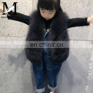 2016 European Winter New Girls Light Blue Cute Plush Real Fox Fur Kids Fur Vest photo-4