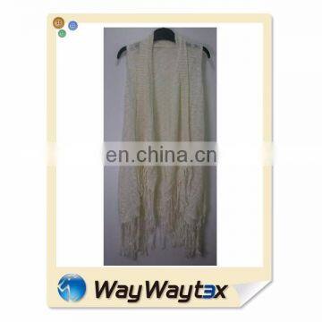 OEM China factory fancy yarn tassels sleeveless long cardigan sweater for woman