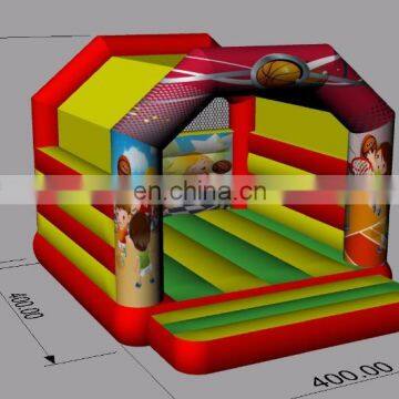 2017 New Design Cheap Movable 0.55mm PVC Inflatable Jumping Bounce Castle House With Basketball Hoop Inside photo-6