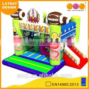 2015 AOQI latest design American football theme small inflatable combo jumper with slide for children for sale