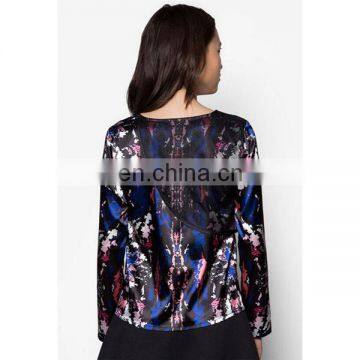 Layered Digital Print Ladies Top Fashion Design Long Sleeve Women Shirts and Tops photo-4