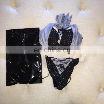 Hot Size Small Denim/Black/PolkaDots Swimsuit