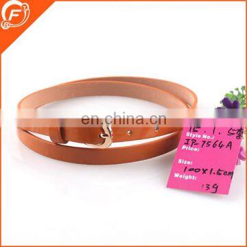 fashion PU leather orange lady belt 100cm long 1.5cm wide