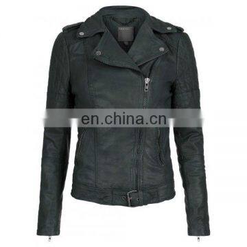 Nido Green Brando Style Womens Biker Motorcycle Genuine Leather Jacket All Sizes