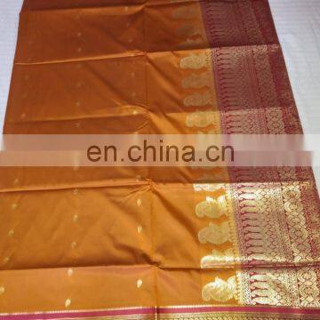 Women's Dress Indian Ethnic Zari Work Pallu Silk Sari Wedding Wear Saree photo-3
