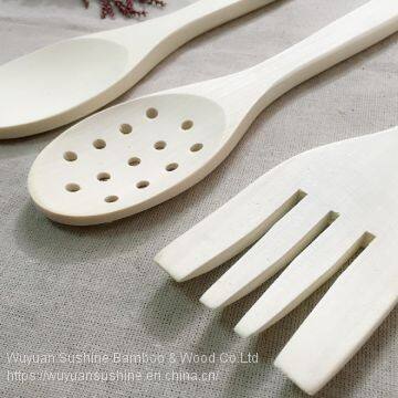 3 Pieces Wooden Cutlery for Kitchen, Contains Wooden Spoon ,Slotted Cooking Spoon and Food Turner,Made of Maple Wood photo-4