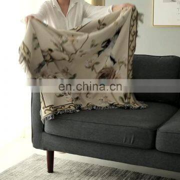 RAWHOUSE geometric deer  flowers  birds woven throw banket