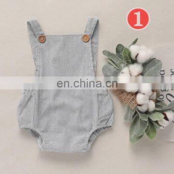 Girls Boys Button Rompers Clothes Solid Yellow Blue Button Summer Linen Newborn Belt Jumpsuit Newborn Romper Onesies photo-3